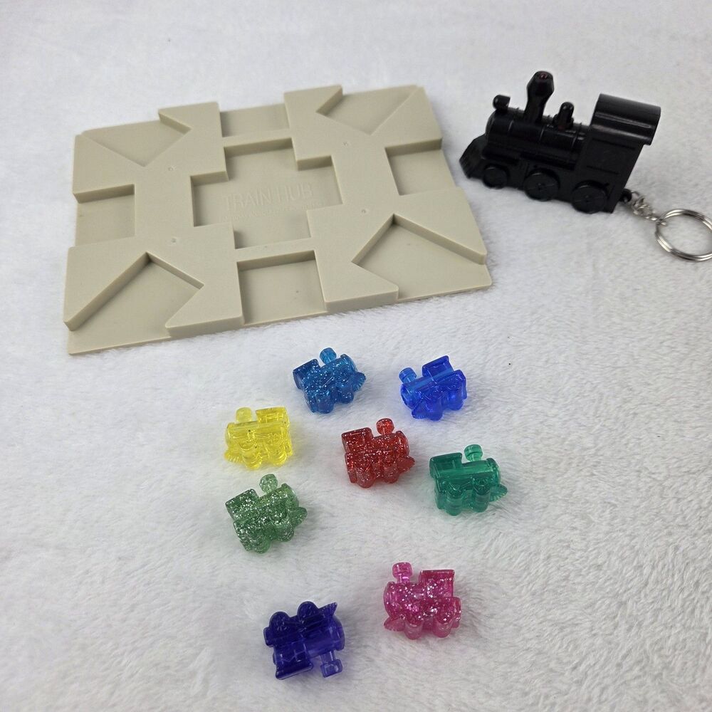 Train Dominoes Set Double 12 Color Dots Game With Train Hub Complete - Picture 5 of 16